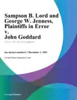 Sampson B. Lord and George W. Jenness, Plaintiffs in Error v. John Goddard synopsis, comments