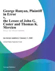 George Runyan, Plaintiff in Error v. the Lessee of John G. Coster and Thomas K. Mercien synopsis, comments