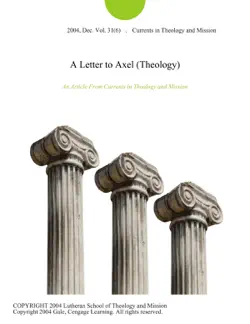 a letter to axel (theology) imagen de la portada del libro