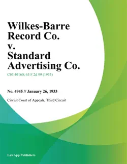 wilkes-barre record co. v. standard advertising co. book cover image