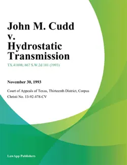 john m. cudd v. hydrostatic transmission book cover image