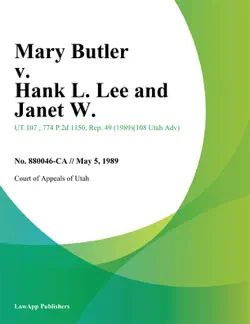 mary butler v. hank l. lee and janet w. book cover image