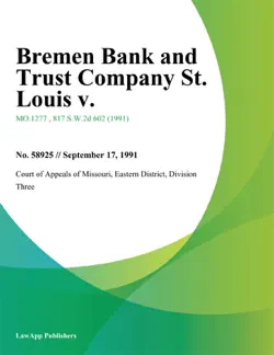bremen bank and trust company st. louis v. book cover image