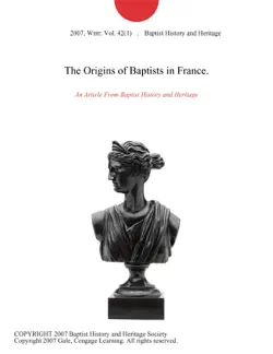the origins of baptists in france. imagen de la portada del libro