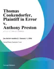 Thomas Cookendorfer, Plaintiff in Error v. Anthony Preston synopsis, comments
