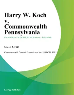 harry w. koch v. commonwealth pennsylvania imagen de la portada del libro