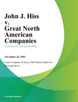 john j. hiss v. great north american companies book cover image