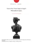 Octavio Paz's Poetic Reply to Hegel's Philosophical Legacy. sinopsis y comentarios