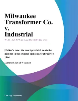 milwaukee transformer co. v. industrial imagen de la portada del libro
