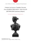 Feminist Activism at a Canadian University (New FEMINIST RESEARCH / NOUVELLES RECHERCHES Feministes) (Report) sinopsis y comentarios