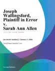 Joseph Wallingsford, Plaintiff in Error v. Sarah Ann Allen synopsis, comments