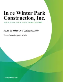 in re winter park construction book cover image