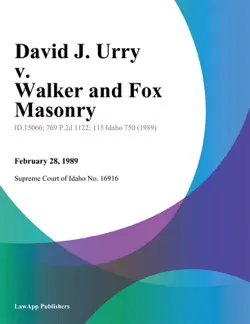 david j. urry v. walker and fox masonry book cover image