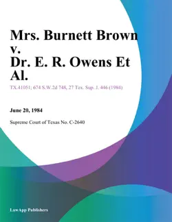 mrs. burnett brown v. dr. e. r. owens et al. imagen de la portada del libro