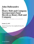 John Dallesandro v. Henry Holt and Company Incorporated (Sued Herein as Henry Holt and Company sinopsis y comentarios