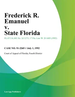 frederick r. emanuel v. state florida book cover image