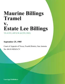 maurine billings tramel v. estate lee billings book cover image