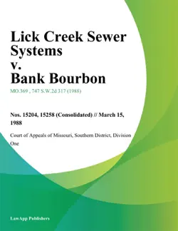 lick creek sewer systems v. bank bourbon book cover image