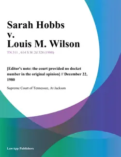 sarah hobbs v. louis m. wilson book cover image