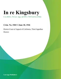 in re kingsbury book cover image