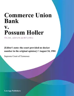 commerce union bank v. possum holler imagen de la portada del libro