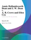 Annie Hollandsworth Dean and J. W. Dean v. A. B. Crews and Ellen Cox synopsis, comments