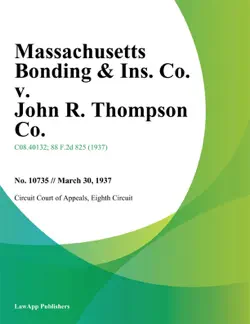 massachusetts bonding & ins. co. v. john r. thompson co. imagen de la portada del libro