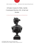 Al-Farabi, Creation Ex Nihilo, And the Cosmological Doctrine of K. Al-Jam' and Jawabat.