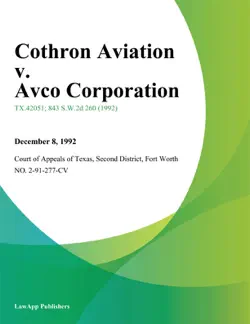cothron aviation v. avco corporation imagen de la portada del libro