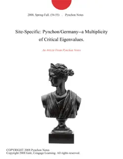 site-specific: pynchon/germany--a multiplicity of critical eigenvalues. imagen de la portada del libro