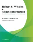 Robert S. Whalen v. Nynex Information synopsis, comments