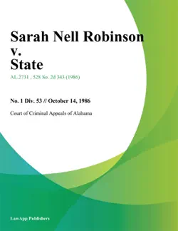 sarah nell robinson v. state book cover image