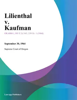 lilienthal v. kaufman book cover image
