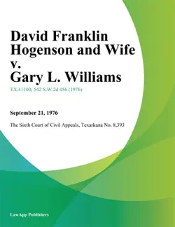 david franklin hogenson and wife v. gary l. williams imagen de la portada del libro