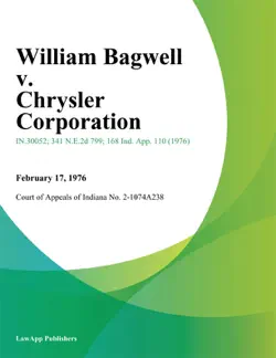 william bagwell v. chrysler corporation book cover image