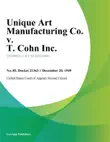 Unique Art Manufacturing Co. v. T. Cohn Inc. synopsis, comments