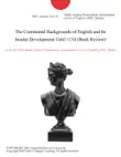 The Continental Backgrounds of English and Its Insular Development Until 1154 (Book Review) sinopsis y comentarios