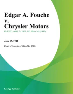 edgar a. fouche v. chrysler motors book cover image