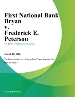 first national bank bryan v. frederick e. peterson book cover image