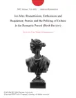 Jon Mee. Romanticism, Enthusiasm and Regulation: Poetics and the Policing of Culture in the Romantic Period (Book Review) sinopsis y comentarios