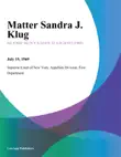 Matter Sandra J. Klug sinopsis y comentarios