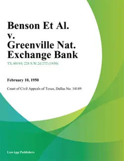 benson et al. v. greenville nat. exchange bank imagen de la portada del libro
