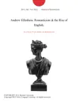Andrew Elfenbein. Romanticism&the Rise of English. sinopsis y comentarios