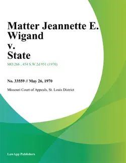 matter jeannette e. wigand v. state imagen de la portada del libro