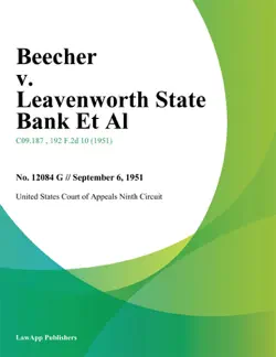 beecher v. leavenworth state bank et al. imagen de la portada del libro
