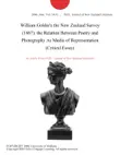 William Golder's the New Zealand Survey (1867): the Relation Between Poetry and Photography As Media of Representation (Critical Essay) sinopsis y comentarios