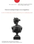 Form in Learning Foreign Lexis (Linguistics) sinopsis y comentarios