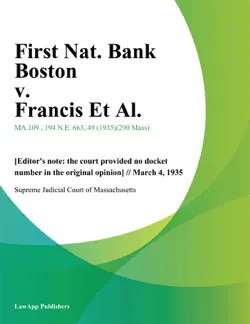 first nat. bank boston v. francis et al. book cover image