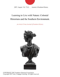 learning to live with nature: colonial historians and the southern environment. imagen de la portada del libro