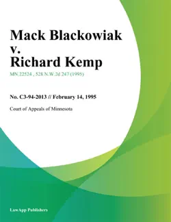 mack blackowiak v. richard kemp book cover image